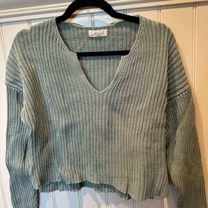 L.A. HEARTS Ladies Women’s Size Small Green Ribbed Knit V-Neck Sweater